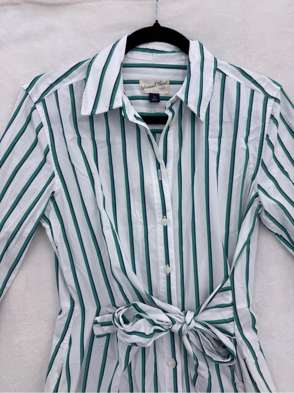 NWT Women Long Sleeve Tie-Front Midi Stripe Shirtdress Universal Threads Size XS - Picture 3 of 11